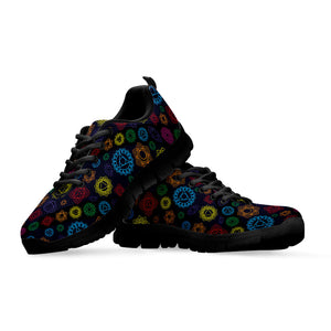 Colorful Seven Chakras Pattern Print Black Running Shoes