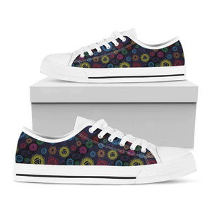 Colorful Seven Chakras Pattern Print White Low Top Sneakers