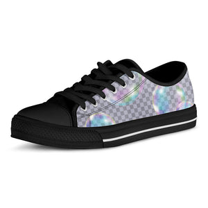 Colorful Soap Bubble Print Black Low Top Sneakers