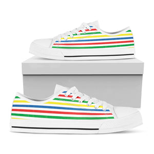Colorful Striped Pattern Print White Low Top Sneakers