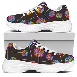Colorful Swirl Lollipop Pattern Print White Chunky Shoes