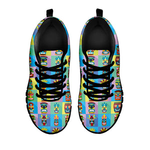 Colorful Tiki Pattern Print Black Running Shoes
