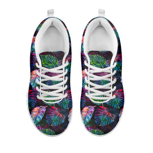 Colorful Tropical Leaves Pattern Print White Running Shoes