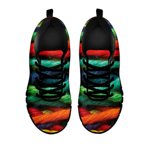 Colorful Yarn Print Black Running Shoes
