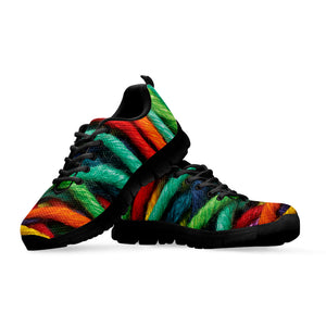 Colorful Yarn Print Black Running Shoes