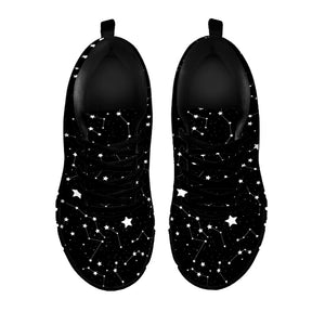 Constellation Sky Map Pattern Print Black Running Shoes