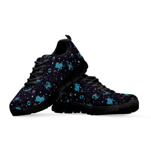 Constellation Zodiac Signs Pattern Print Black Running Shoes