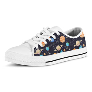 Constellations And Planets Pattern Print White Low Top Sneakers
