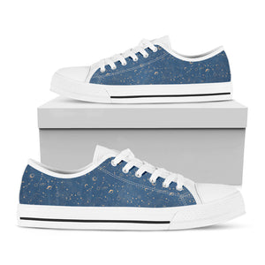 Cosmic Constellation Pattern Print White Low Top Sneakers