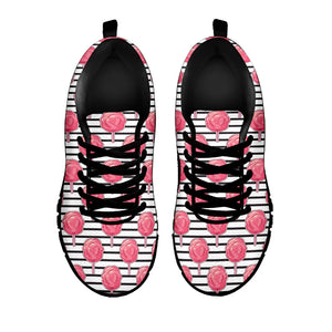 Cotton Candy Striped Pattern Print Black Running Shoes