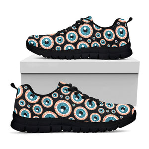 Creepy Eyeball Pattern Print Black Running Shoes