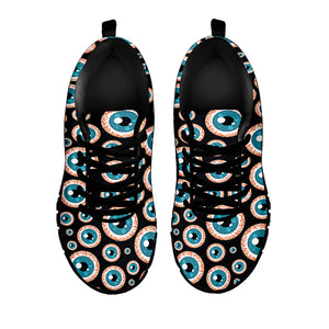 Creepy Eyeball Pattern Print Black Running Shoes