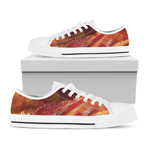 Crispy Bacon Print White Low Top Sneakers