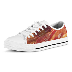 Crispy Bacon Print White Low Top Sneakers