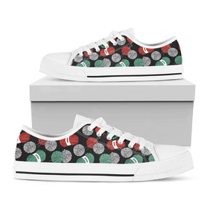 Crochet Yarn Pattern Print White Low Top Sneakers
