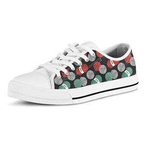 Crochet Yarn Pattern Print White Low Top Sneakers
