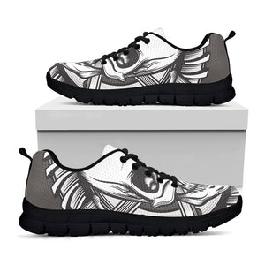 Cross Piston Mechanic Skull Print Black Running Shoes