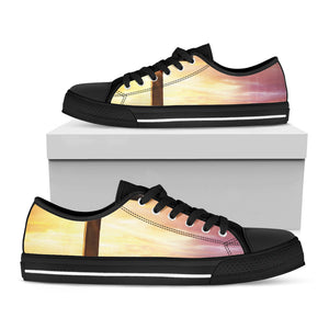 Crucifixion Of Jesus Christ Print Black Low Top Sneakers