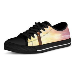 Crucifixion Of Jesus Christ Print Black Low Top Sneakers