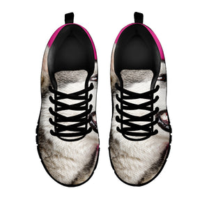 Cute Alaskan Malamute Print Black Running Shoes