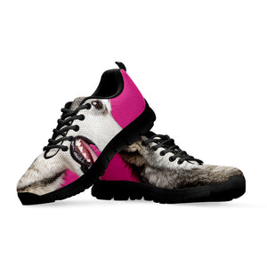 Cute Alaskan Malamute Print Black Running Shoes