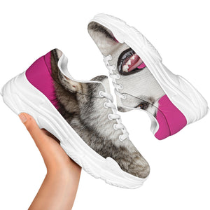 Cute Alaskan Malamute Print White Chunky Shoes