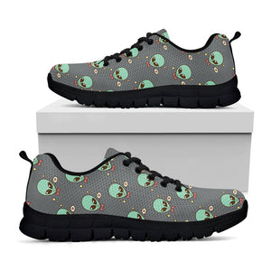 Cute Alien With Bow Tie Print Black Running Shoes
