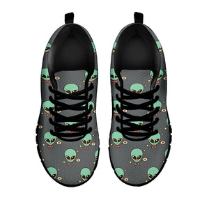 Cute Alien With Bow Tie Print Black Running Shoes