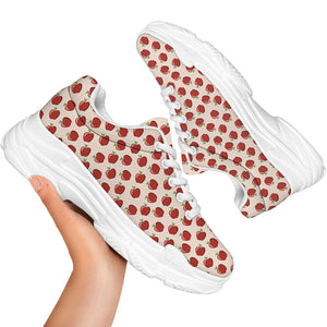 Cute Apple Pattern Print White Chunky Shoes