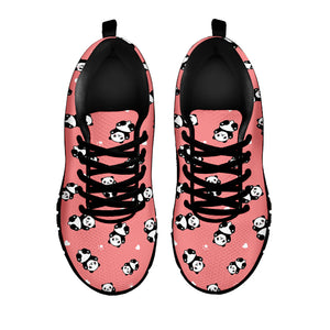 Cute Baby Panda Pattern Print Black Running Shoes