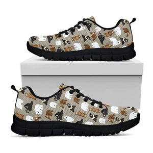 Cute Bear Pattern Print Black Running Shoes