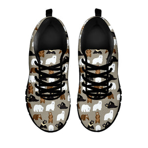 Cute Bear Pattern Print Black Running Shoes