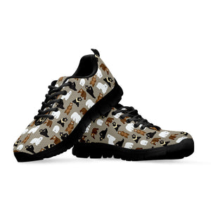 Cute Bear Pattern Print Black Running Shoes