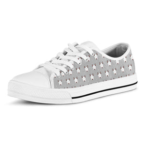 Cute Bull Terrier Faces Pattern Print White Low Top Sneakers