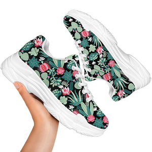Cute Cactus And Succulent Print White Chunky Shoes