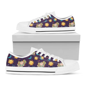 Cute Cartoon Aries Pattern Print White Low Top Sneakers