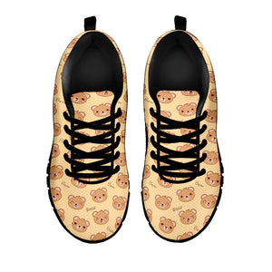 Cute Cartoon Baby Bear Pattern Print Black Running Shoes