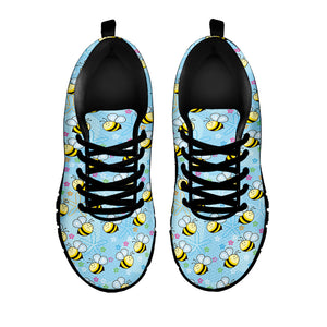 Cute Cartoon Bee Pattern Print Black Running Shoes