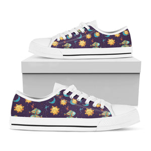 Cute Cartoon Pisces Pattern Print White Low Top Sneakers