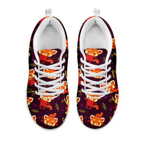 Cute Cartoon Red Panda Pattern Print White Running Shoes
