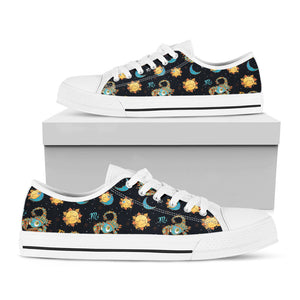 Cute Cartoon Scorpio Pattern Print White Low Top Sneakers