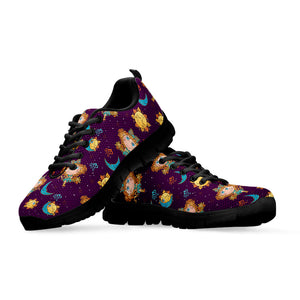 Cute Cartoon Virgo Pattern Print Black Running Shoes