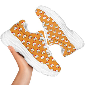 Cute Chicken Emoji Pattern Print White Chunky Shoes