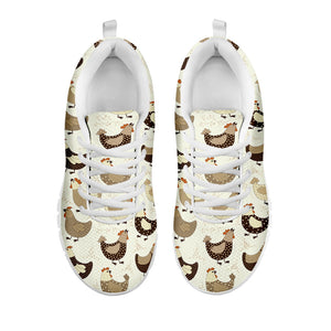 Cute Chicken Pattern Print White Running Shoes