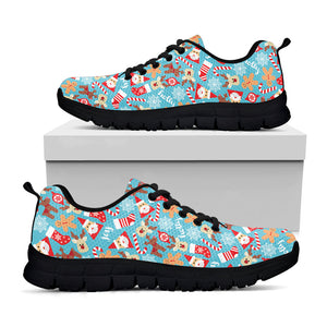 Cute Christmas Elements Pattern Print Black Running Shoes