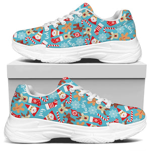 Cute Christmas Elements Pattern Print White Chunky Shoes