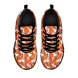 Cute Corgi Pattern Print Black Running Shoes