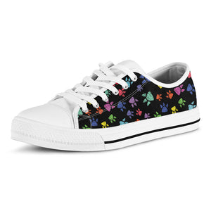 Cute Dino Footprint Pattern Print White Low Top Sneakers