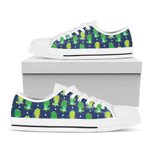 Cute Dino T-Rex Pattern Print White Low Top Sneakers