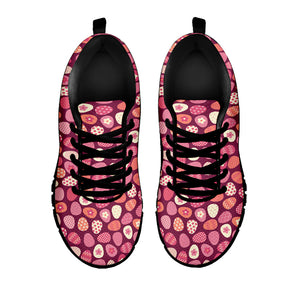 Cute Easter Eggs Pattern Print Black Running Shoes